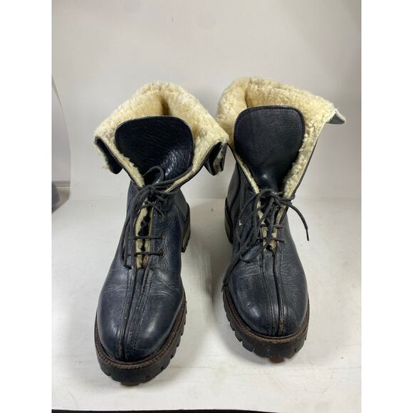 Coach Leather Fur Sherling Boots Black Women's 9 - Picture 1 of 8